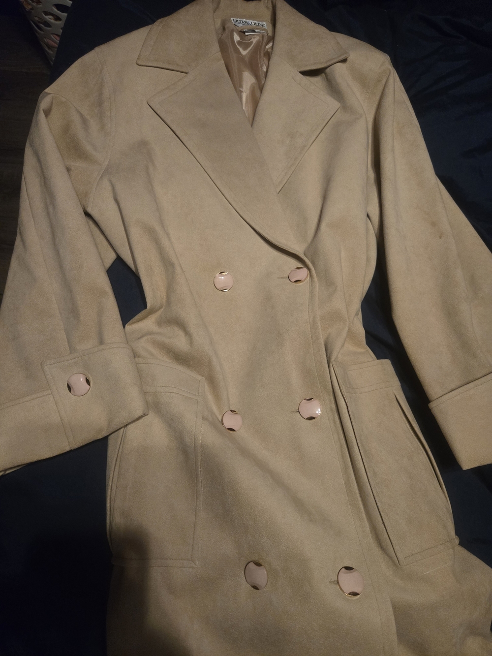 Women's Double-Breasted Taupe Trench Coat